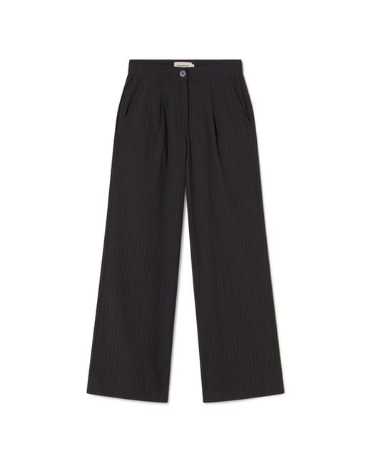 Thinking Mu Black Wide Leg Seersucker Manolita Pants