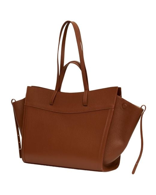 Saonara Brand Brown Shopping Bag Chestnut Leather