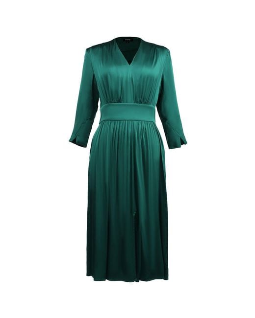 Smart and Joy Green Fit-And-Flare Satin And Jacquard Dress