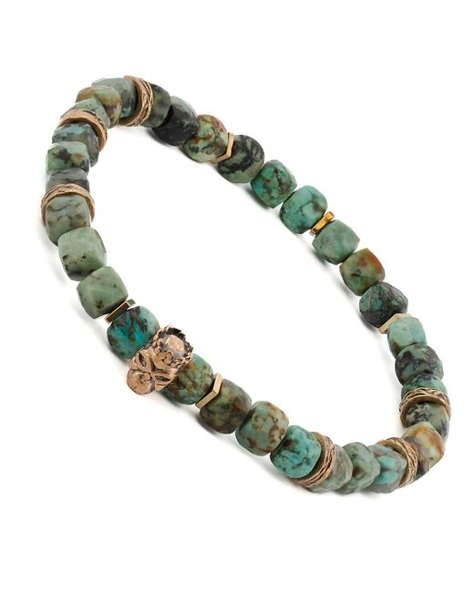 Ebru Jewelry Green King Skull Stone Good Fortune Beaded Bracelet for men