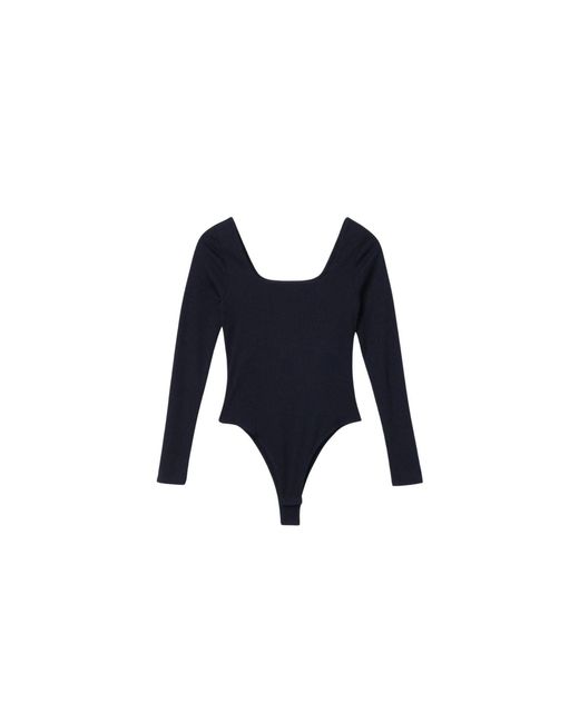 Dāl the Label Blue Ribbed Long Sleeve Bodysuit