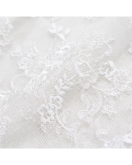 Modenaire White Sheer Lace Blouse With Bow Tie Neck Ruffle Front Detail With Cami