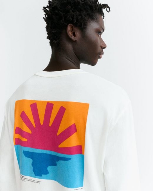 Thinking Mu White Mediterranean Sunrise Emilio Long-Sleeve T-Shirt for men
