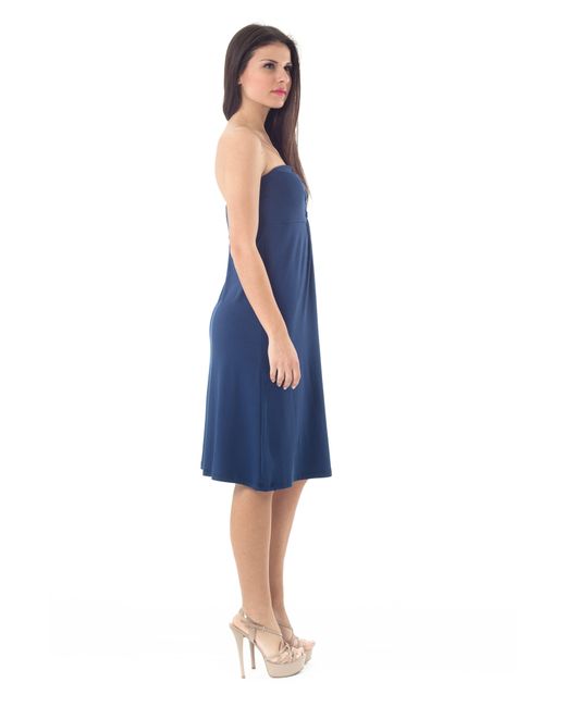 Conquista Blue Strapless A Line Dress