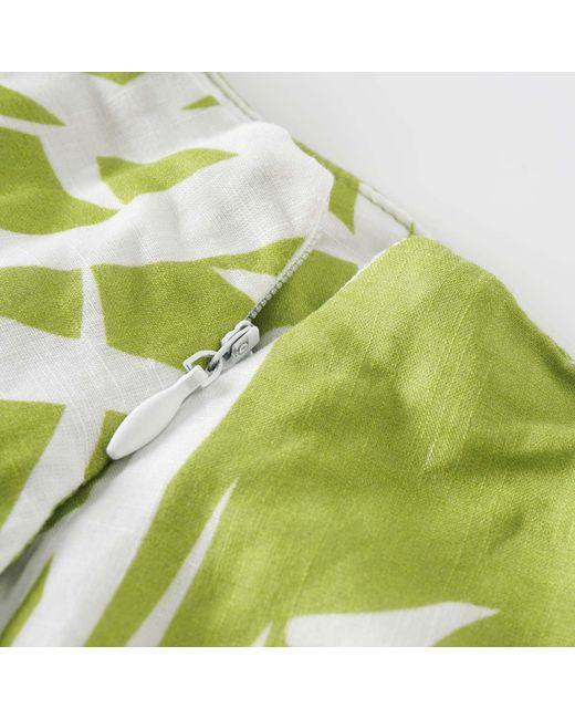 Smart and Joy Green Midi Cotton Skirt With Leaf Print