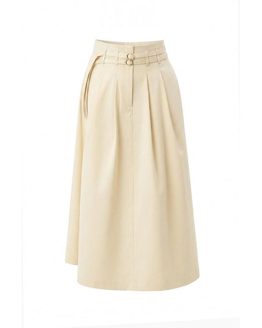 Exquise White Neutrals Nathalie High Waisted Pleated Midi Skirt