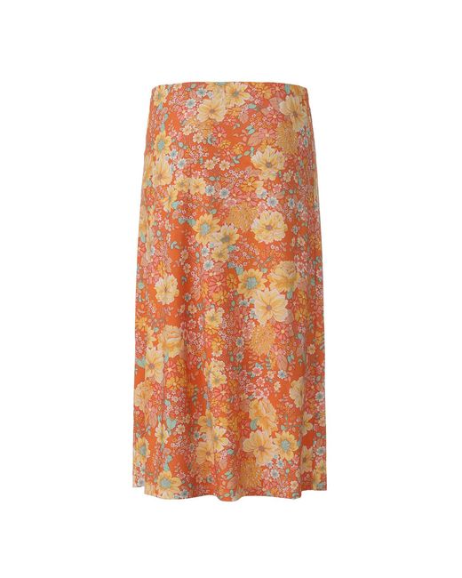 FRONT ROW SHOP Orange Daisy Viscose Jersey Midi Skirt
