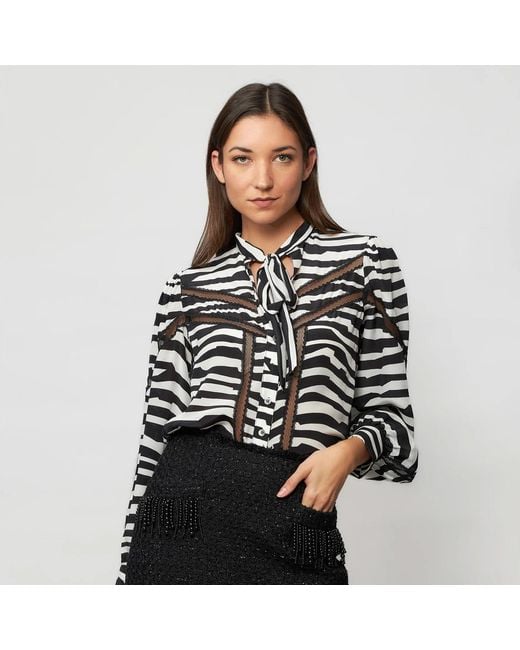 Solgo Atelier Black Alexis Puff Sleeve Mulberry Silk Blouse