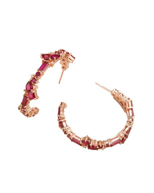 Juvetti Pink Ruby And Diamond Rose Lanna Earrings