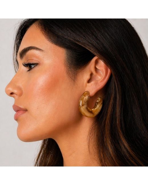 Hye Jane Jewelry Brown Honey Tortoise Rena Hoops