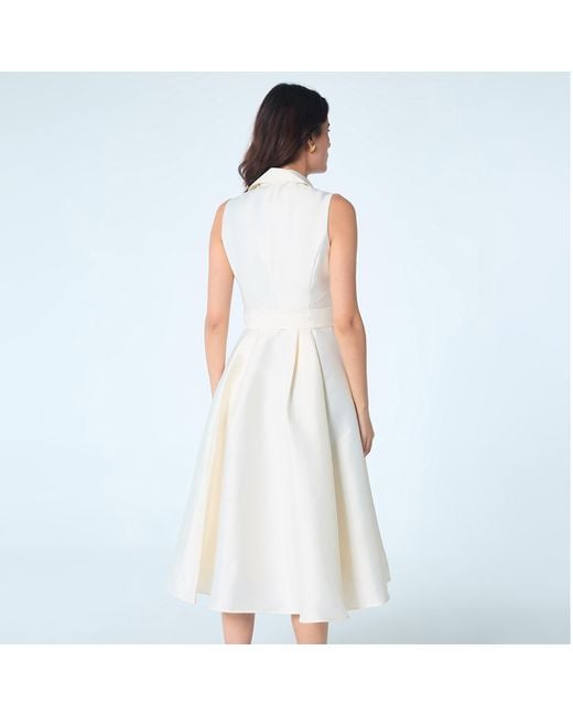 Smart and Joy White Beaded Taffeta Fit-and-Flare Cocktail Dress