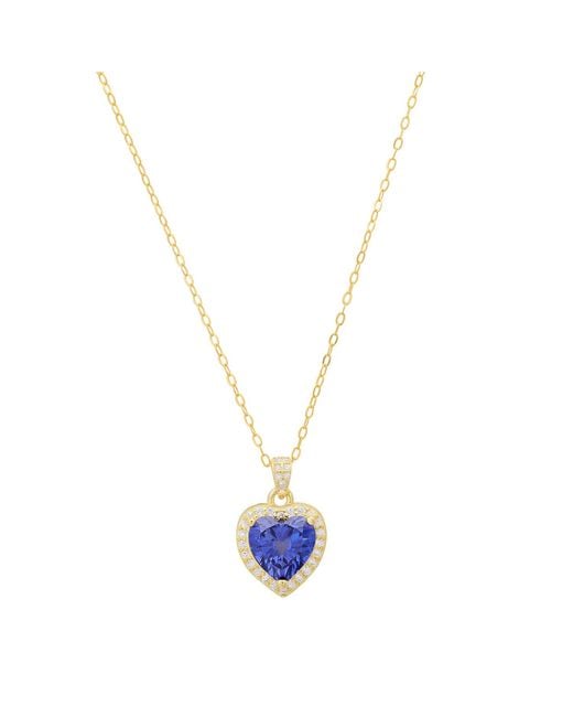 Kylie Harper Metallic Heart-Cut Tanzanite Halo Pendant Necklace