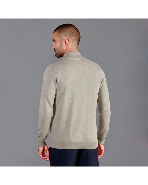 Paul James Knitwear Gray Lightweight Foster Cotton Zip Neck Jumper for men