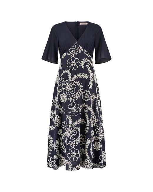 Traffic People Blue Sandrine's Smile And Floral Blythe Midi Dress