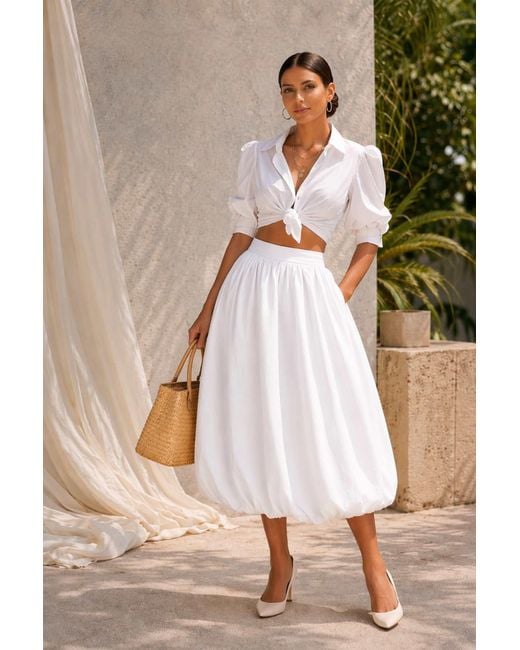 House of Kind White The Spreading Sunshine Skirt- Balloon Skirt
