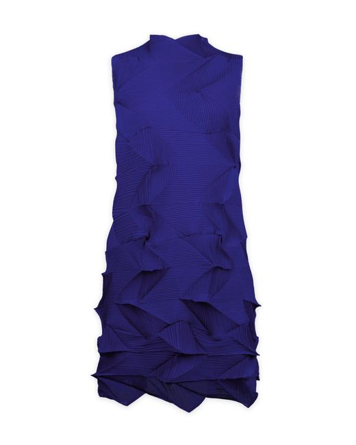 Wild Cosmos Blue Amara Prismatic Pleats Dress Royal