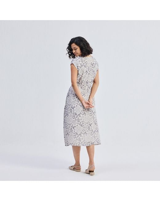 REISTOR Gray Deep V-Neck Gathered Dress