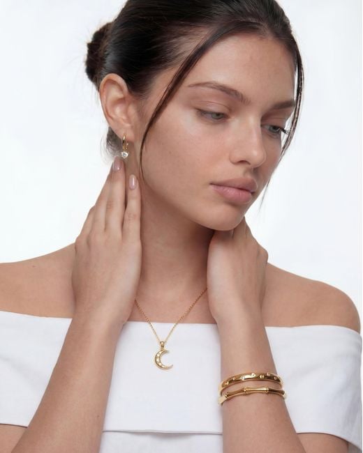 Elk & Bloom White 14K Band Bamboo Stackable Bangle