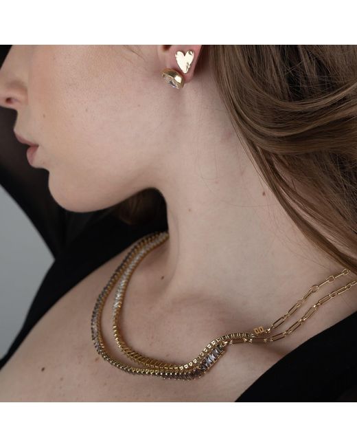 Rare Matters Jewelry Metallic Clear Crystal Stream Necklace