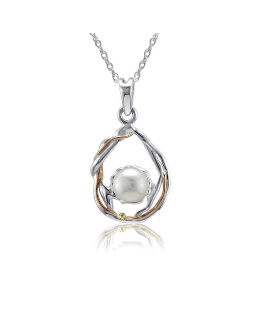 Isla Silver Metallic Undulating & Pearl Pendant