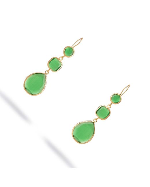 Ebru Jewelry Green Mystic Cat Eye Dangle Earrings