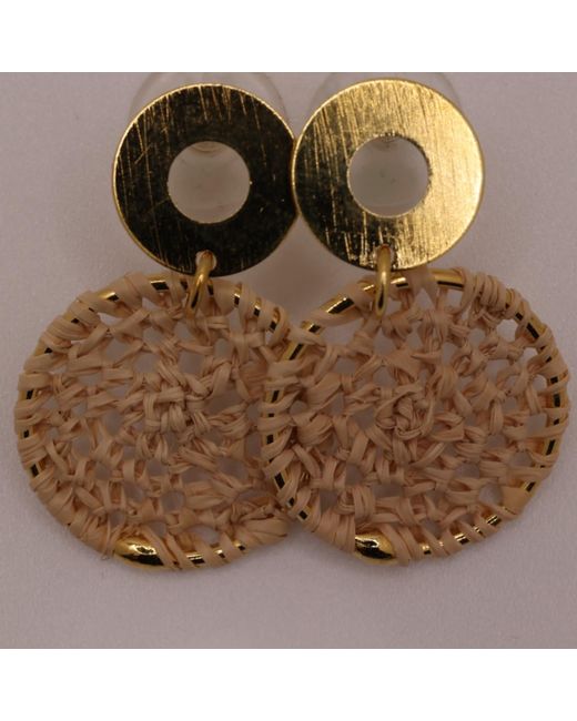 Nart Nature Making Art Metallic The Small Dreamcatcher Buriti Natural Fiber Earrings