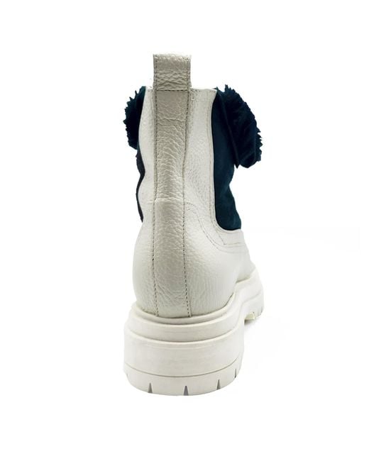 Beautiisoles by Robyn Shreiber Made in Italy Blue Francy Leather & Faux Fur Comfortable Hiking Ankle Bootie