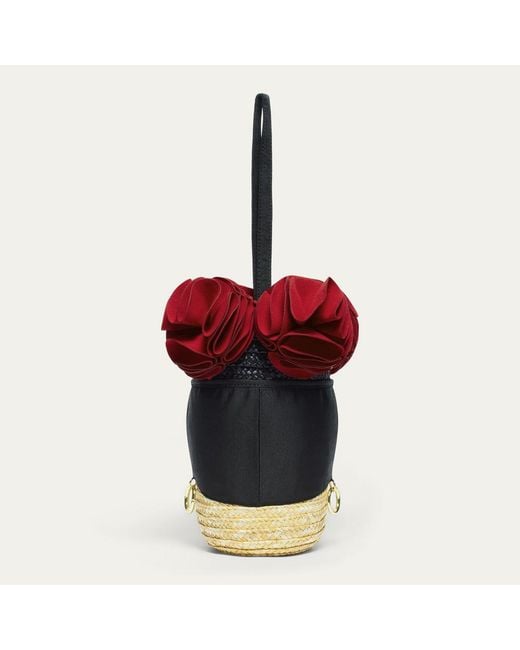 Lulu Guinness Red Straw Frida Basket Bag