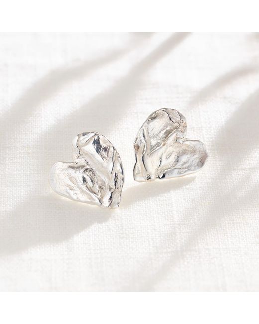 Posh Totty Designs Metallic Fortune Heart Stud Earrings