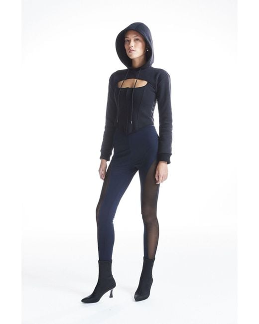 No'design Black Zip-Up Hoodie With Corset Detail