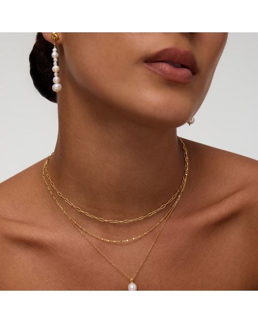 Vanhi Metallic Knot Multi Pearl Drop Earrings