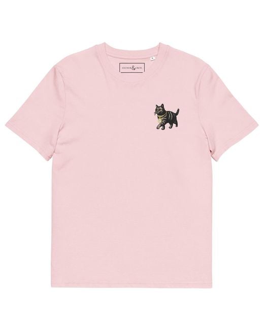 Anchor and Crew Pink Cotton Cool Cat Actual Life Organic Cotton Embroidered T-Shirt for men