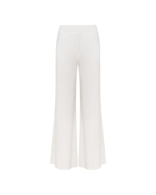 Mandragora White Neutrals Ecru Knit Pants With A Straight Leg And High Waist Made Of Viscose – Ivy