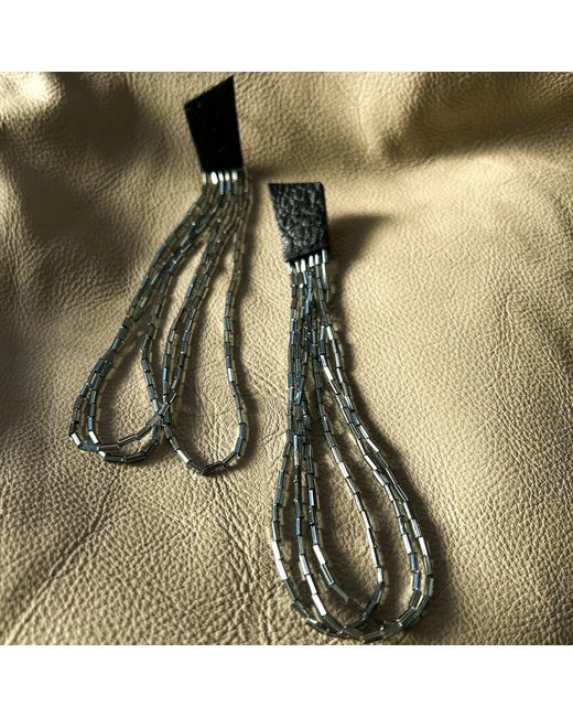 WAIWAI Black Beaded Dangle Earrings