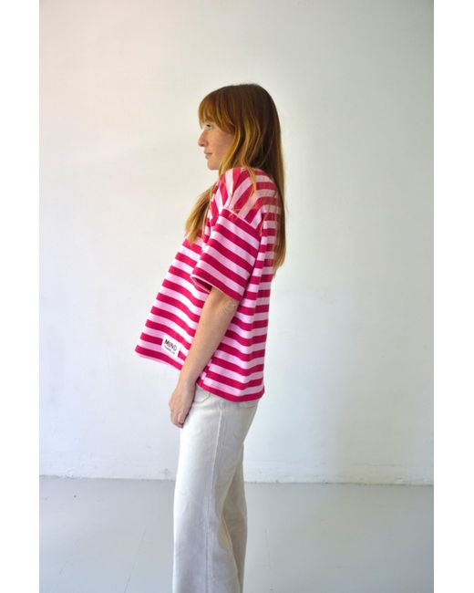 Mind Traveler Pink Nunu And Fuchsia Striped T-Shirt