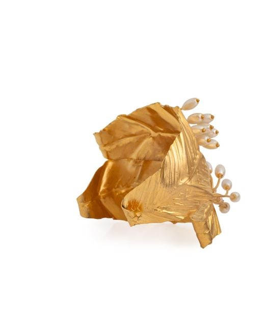 Meraki by Rashmi Bajaj Metallic Aurum Cascade Plated Bracelet With Pearls