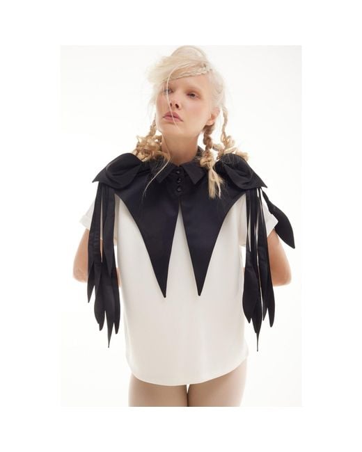Julia Allert Black Sculptural Satin Statement Collar –