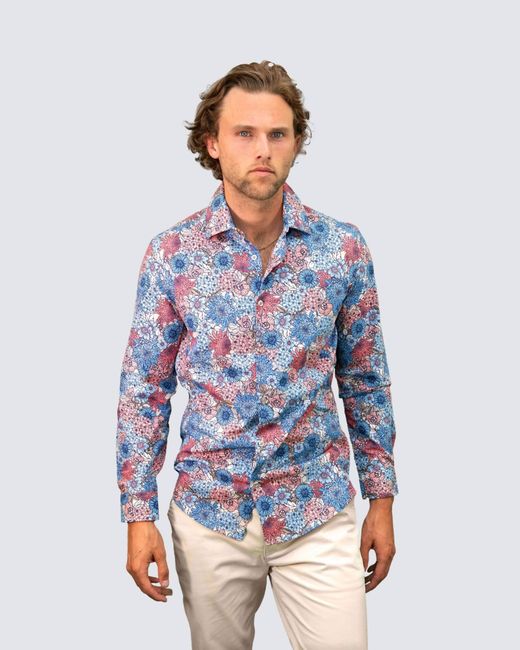 Lords of Harlech Blue Nigel Garden Party Shirt for men
