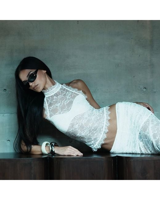 OW Collection White Selah Lace Halter Top