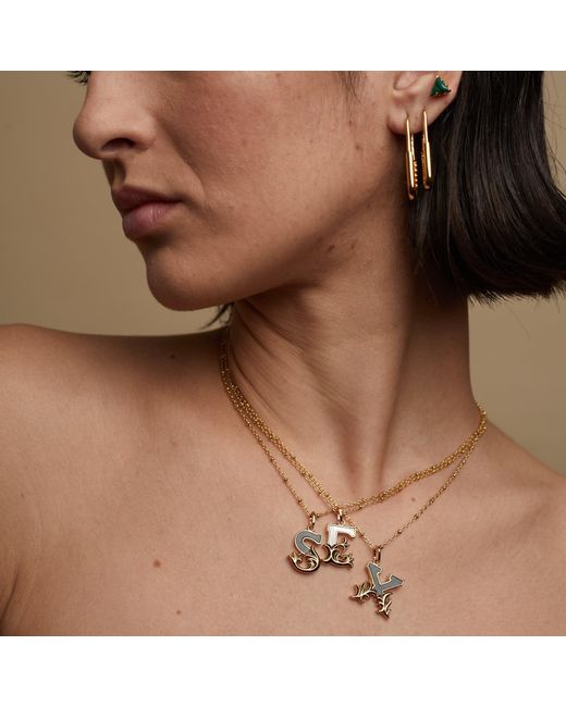 Kasun Metallic Solid B Initial Necklace With Marble