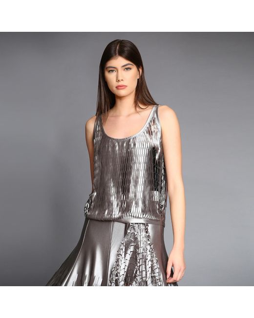 Silvia Serban Gray Laser Cut Top