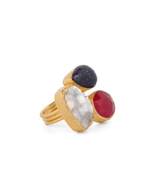 Ebru Jewelry Multicolor Energized Harmony Ruby, Quartz & Amethyst Adjustable Gemstone Ring