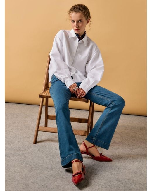 Din & Deen Blue Dark Trumpet Flare Jeans Collection