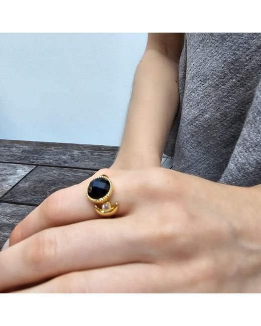 Farra Metallic Agate And Zircon Open Ring