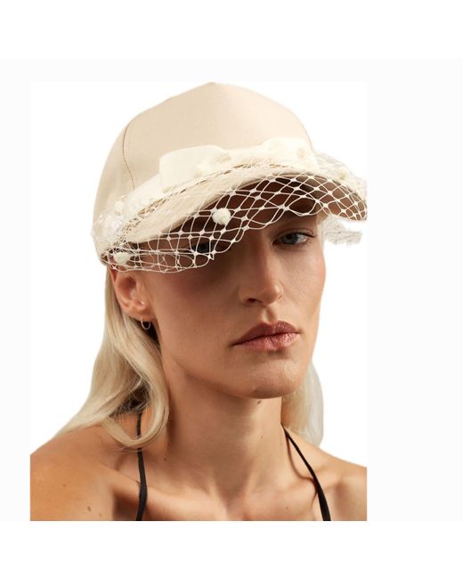 Misa Harada Millinery Natural Neutrals Gigi Veiled Baseball Cap