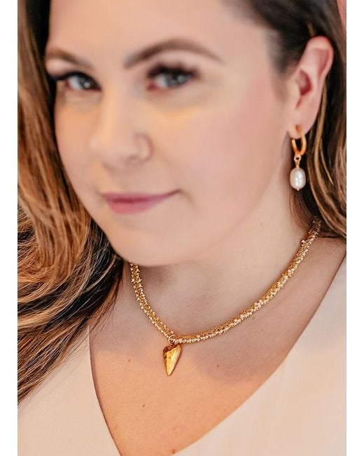 Loni Paul Jewelry Metallic Pearl Drizzle Necklace With Heart Pendant