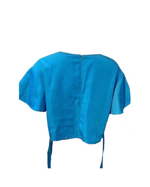 SNIDER Blue Leda Cropped Short Sleeve Top