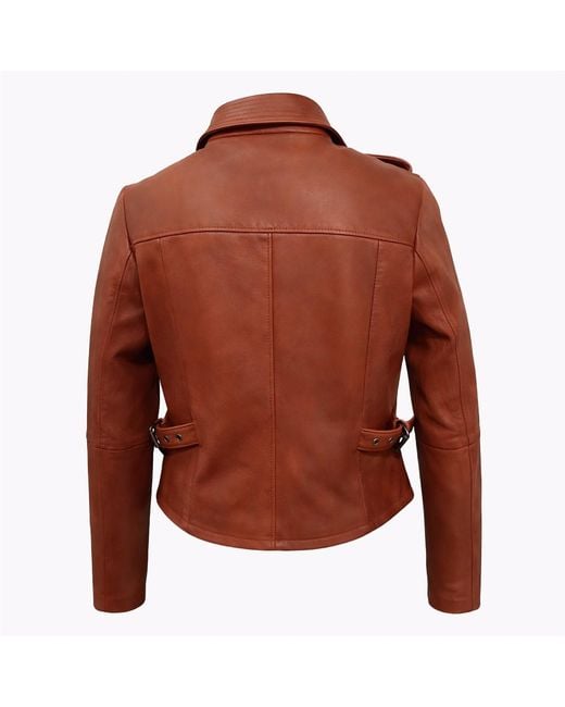 Zasta Studio Brown Brick Striped Motto Leather Jacket