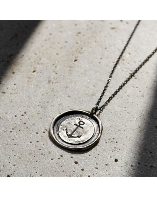 Posh Totty Designs Black Oxidised Sterling Anchor Wax Seal Necklace for men