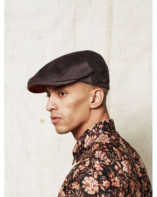 Dasmarca Hats Black Dylan Italian Cord Flat Cap for men